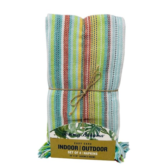 Tommy Bahama Other - Tommy Bahama Tropical Fiesta Napkins Set of 4 Fringed Hem Indoor Outdoor